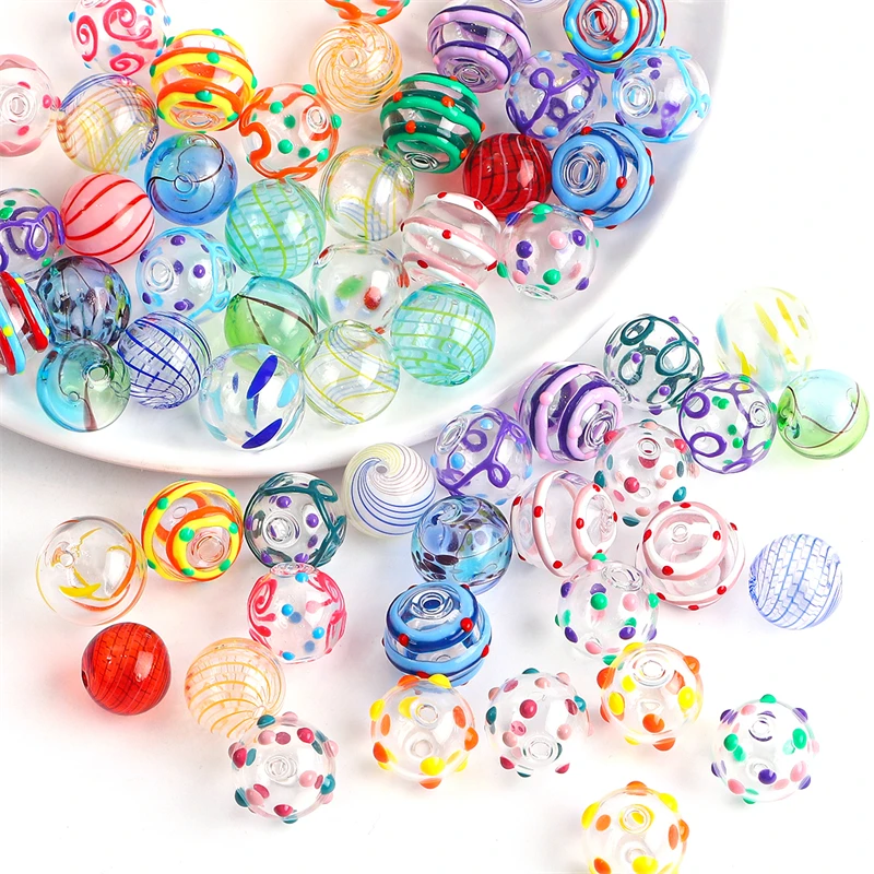 Cuentas de cristal huecas para fabricación de joyas, abalorios de bola redonda para fabricación de joyas, campanas de viento, pulsera hecha a mano, accesorios para pendientes, 14/16mm