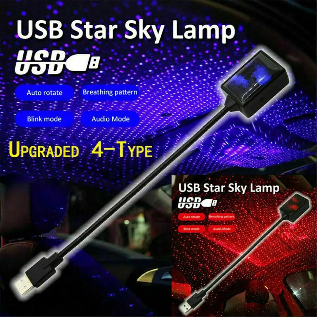 Atmosphere Light Super Bright USB LED Car Roof Star Light Auto Interior Voice Control Starry Ambient Projector Light