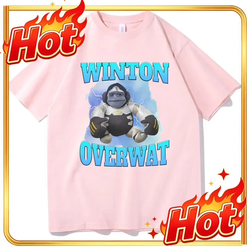 Winton Overwat Meme Funny Meme Tshirt Men's Summer Tees Men Women Fashion Oversized Streetwear Male Vintage Casual Loose T-shirt