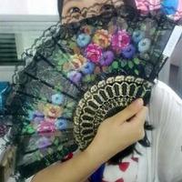 Spanish Flower Floral Fabric Lace Folding Hand Dancing Wedding Party Decoration Crafts Spain Fan