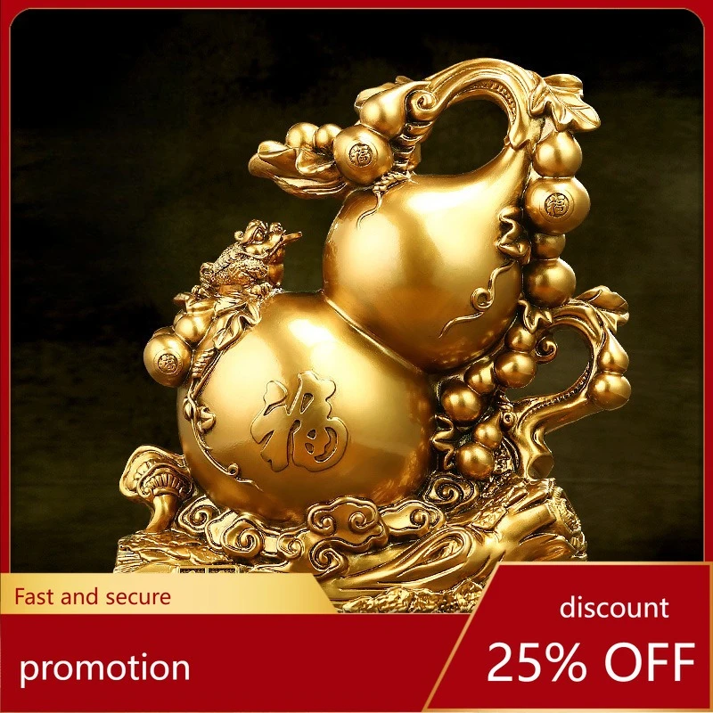 

CZ Fortune and Wealth Gourd Ornament for Home Living Room, Housewarming Gift, Hundred Blessings Arriving at the Door