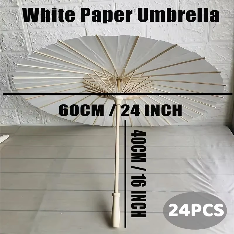 15/24/30/36/50/100PCS Parasol Paraplu's 60cm Bruiloft Papieren Paraplu Foto Props Wit DIY Paraplu voor Bruids Douche Party