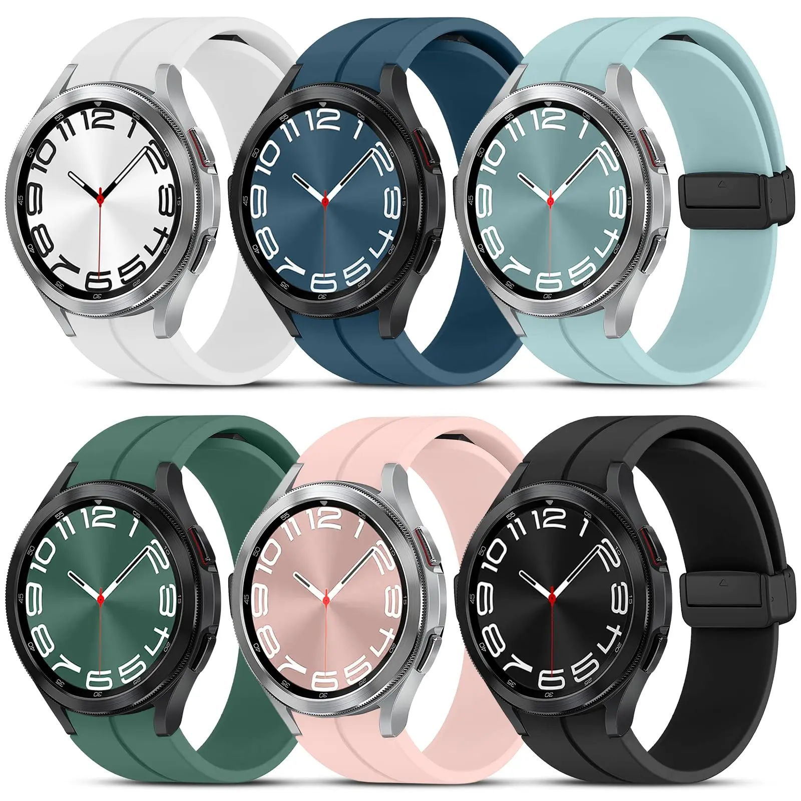 Силиконовые ремешки для Samsung Galaxy Watch 7/6/5 Pro/4 44 мм 40 мм 45 мм Магнитный ремешок без зазоров Galaxy 4-6 Classic 42 мм 46 мм 43 мм 47 мм