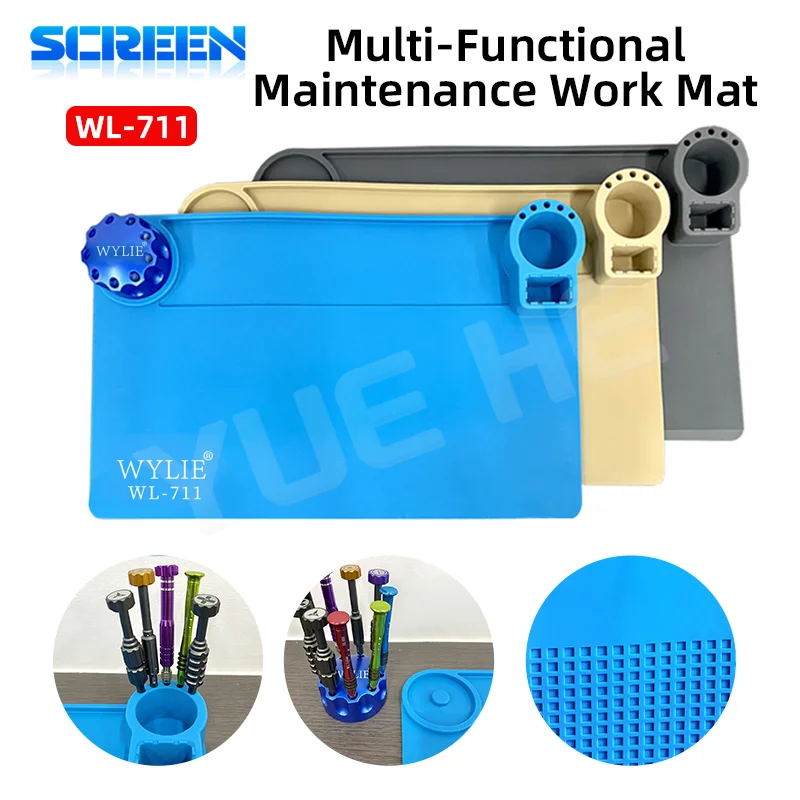

WYLIE WL-711 Силиконовая теплоизоляционная подкладка Серый/Синий/Золотой Устойчивый к высоким температурам сварочный ремонтный верстак для хранения рабочей площадки