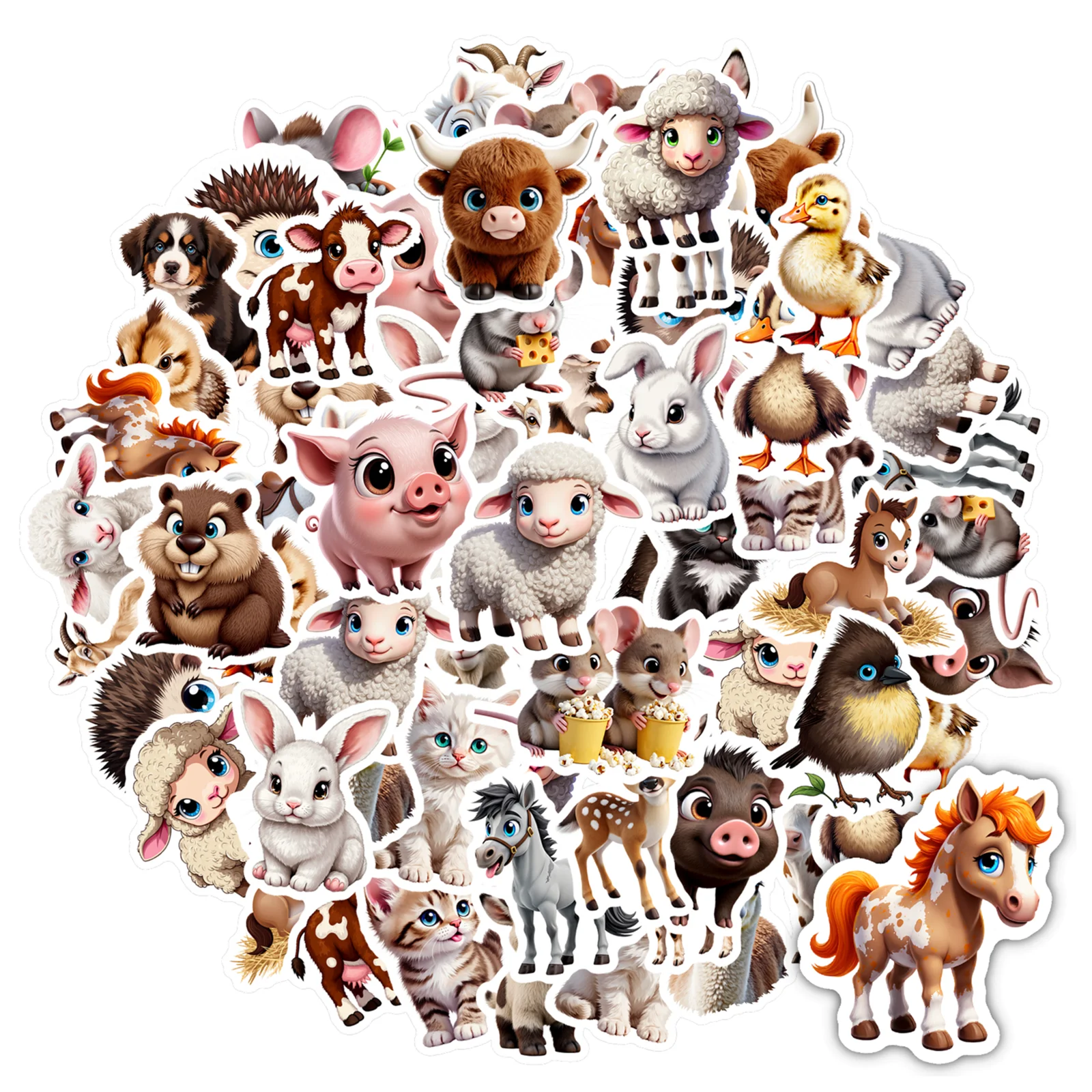 

35 шт., милые наклейки с животными, мультяшные наклейки с животными, наклейки с животными, канцелярские наклейки для ноутбука, багажа, мобильного телефона