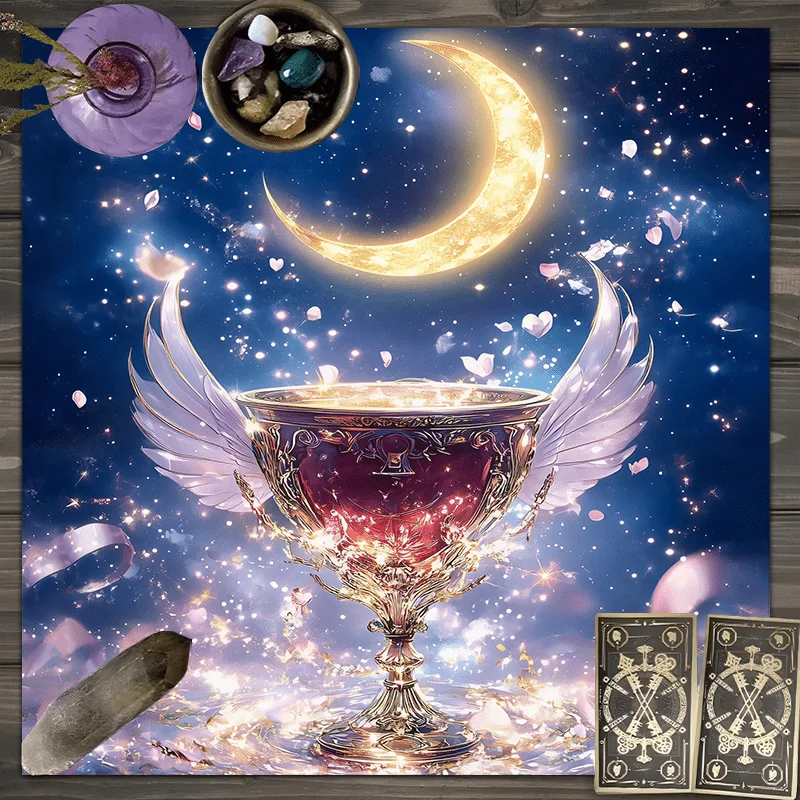 Tarot Clothes for Table Tarot Cloth Astrology Sun Holy Grail Secret Realm Tablecloth Holy Grail Starry Sky Crescent Moon Tarot
