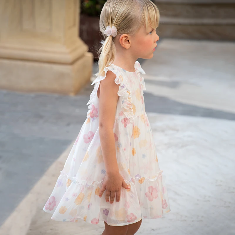 Dave Bella Children Dresses Spring Summer Sleeveless Girls Cool Sweet Skirt Cotton Soft Outerwear Elegant Kids Clothes DB2251903
