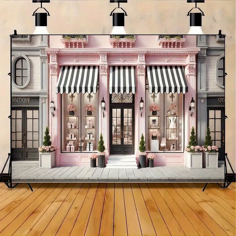 

Pink Storefront Tapestry: Chic Shopping AestheticWall decoration background cloth, bedroom room home decoration