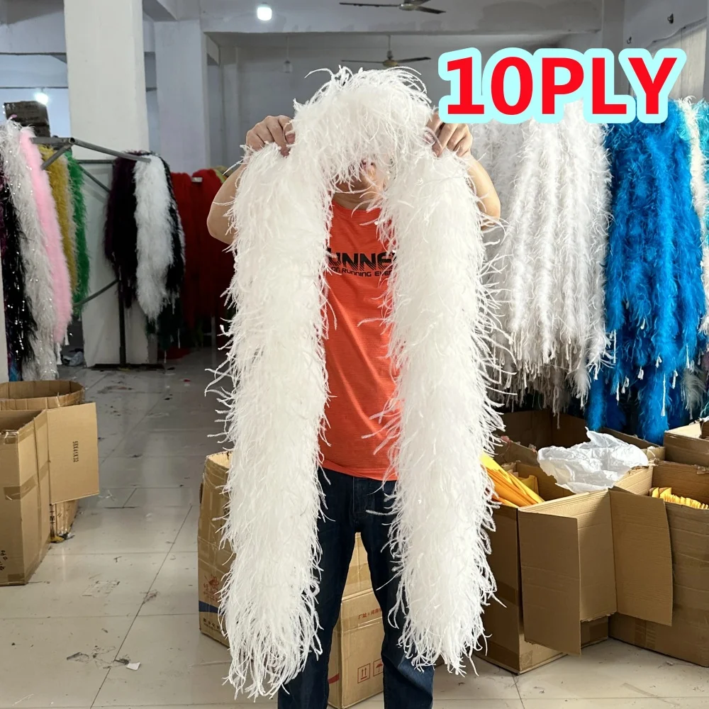 6 8 10 20 35ply Ostrich Feather Boa Colorful Plumas Boa Shawl Wedding Carnival Skirt Sewing White Ostrich Trim Boas 2Meters