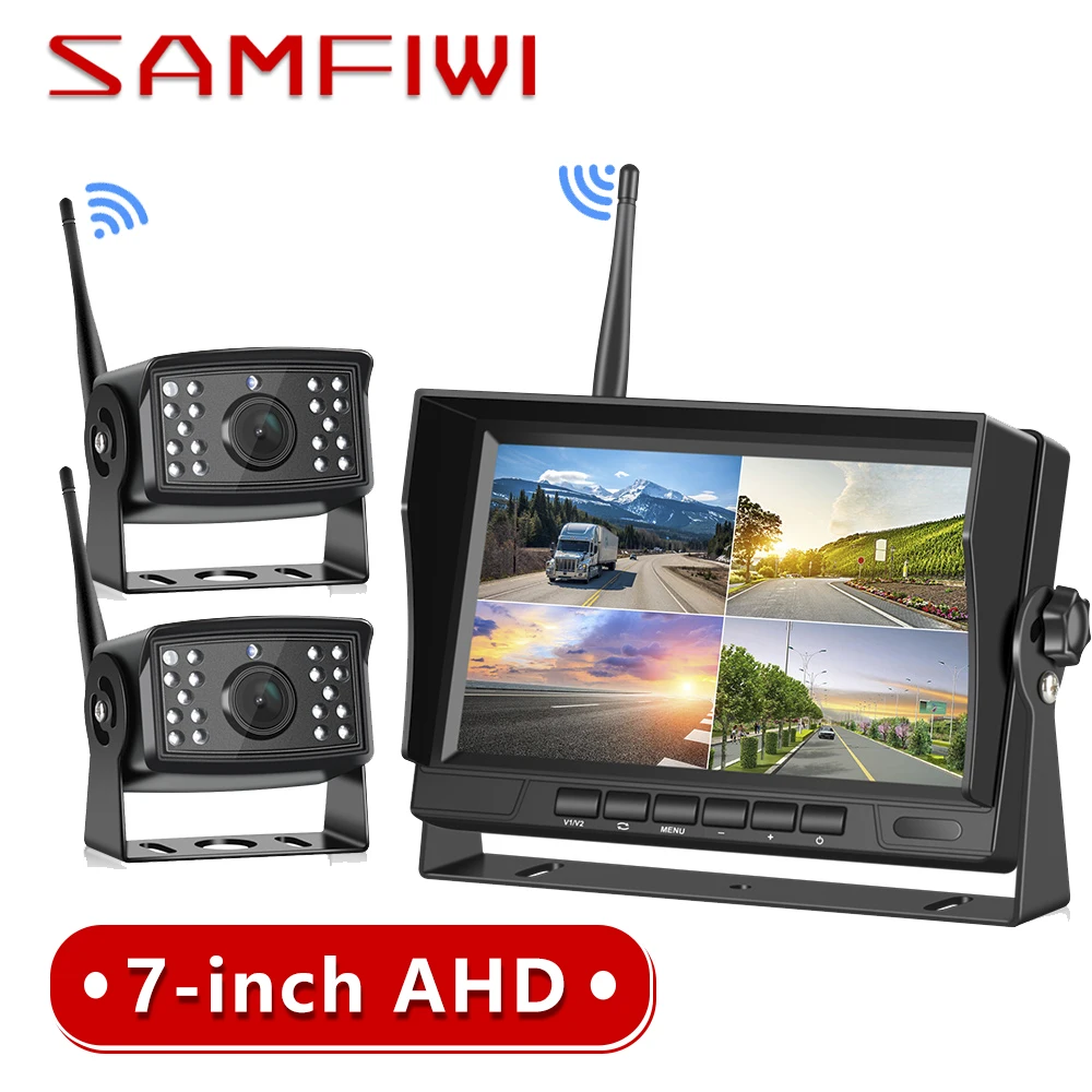 

AHD Car Monitor Wireless 7 inch DVR Display Vehicle Auto Screen Rear View Truck Monitors Reverse Back up Recorder Wifi Camera