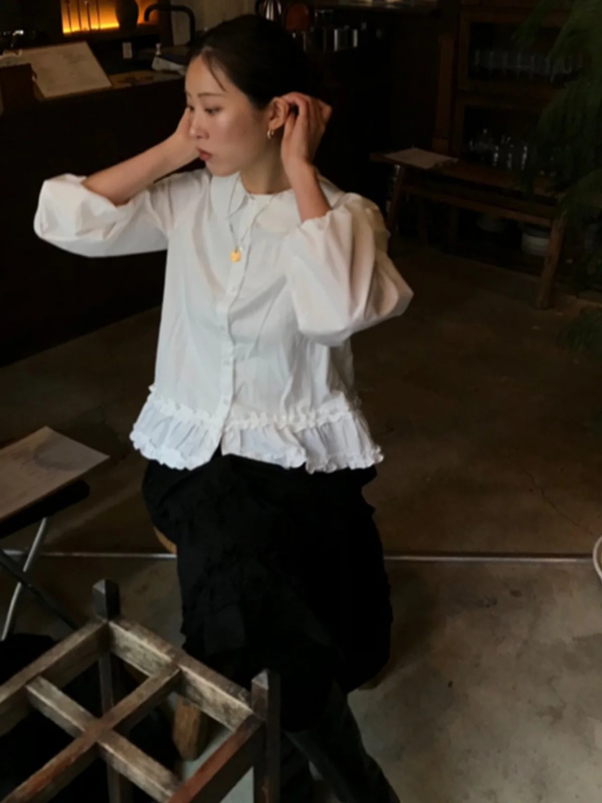 

Chic Sweetened Doll Collar Women's irt Spring 2025 New Sle Frou Frou Top Korean Version Faionable Blouse