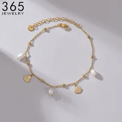 Fashion High Quality Shell Pearl Bracelet Stainless Steel Gold Color For Women Bangle Girl Jewelry Gift