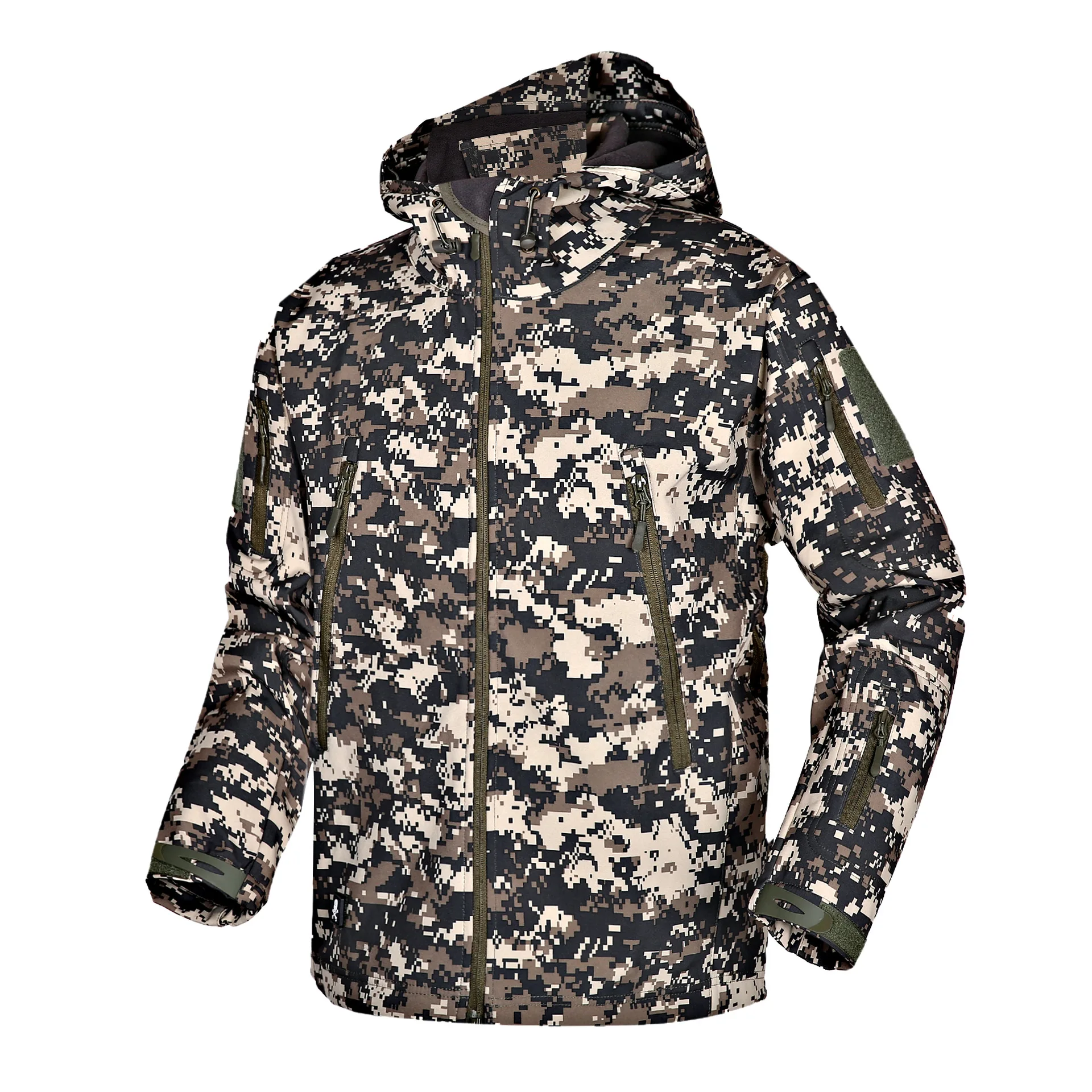 Fleece jacket for autumn and winter waterproof men's and women's outdoor camouflage clothing, shark skin soft shell assault suit