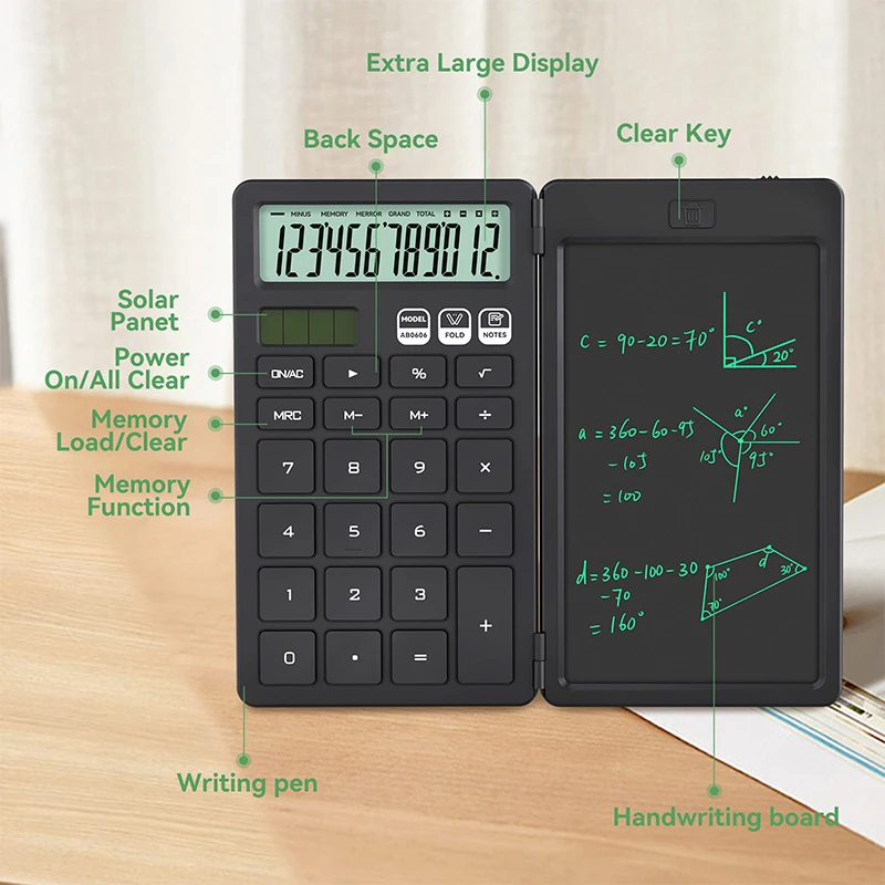 Upgraded Basic Calculator with 6.5 Inch Notepad Standard Calculator Pocket 12 Digits Function 2 in 1 Portable for School Office