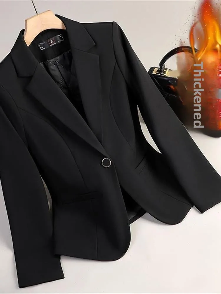 

Bla ort Thiened Cotton Suit Jaet Women's Faionable Warm Autumn Winter New Sle Small Size Busin Casual Coat