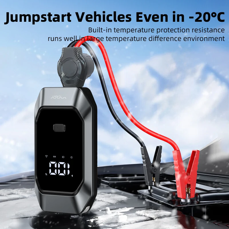 Vyvylabs 12000mAh Car Jump Starter For 12V Up to 6.0L Gas & 3.5L Diesel Engines Car Emergency Power Supply Power Bank
