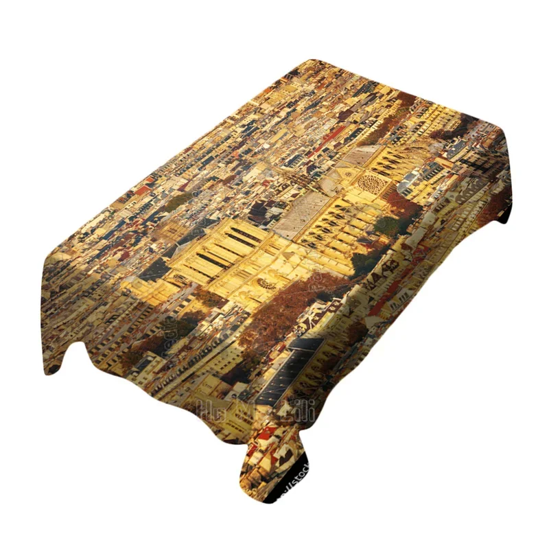 Aerial View Of Notre Dame Cathedral In Medieval Europe By Ho Me Lili Table Cloth Rectangle