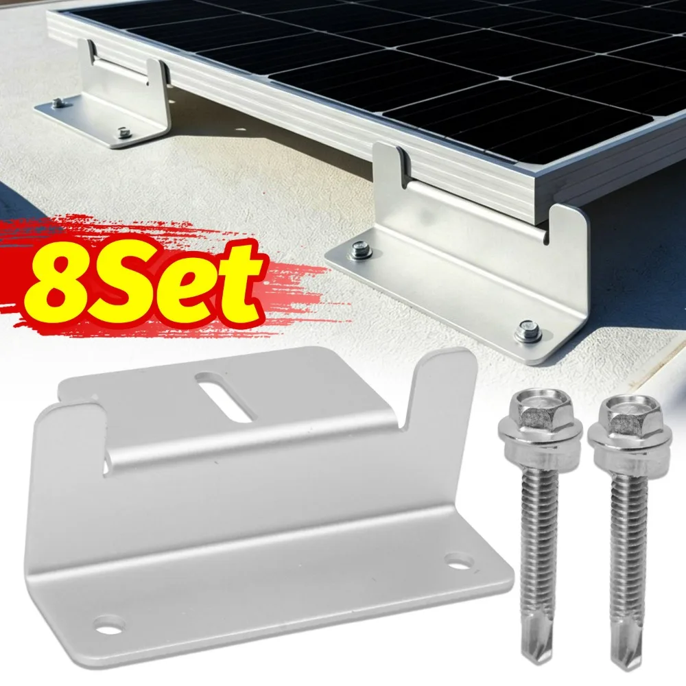Solar Panel Z Bracket Mount Aluminum Alloy Weatherproof Anti Rust Support for RV Yacht Roof Camper Photovoltaic Power System