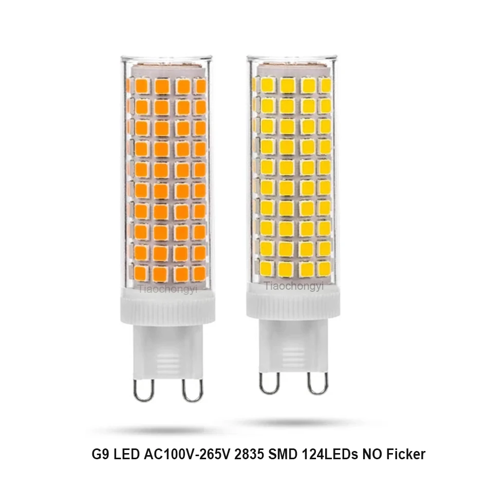 

G9 10W LED AC100V-265V No Flicker 124LEDS SMD2835 PC Ceramics Chandeliers Light 1100LM White Warm White Lighiting LED Lamp