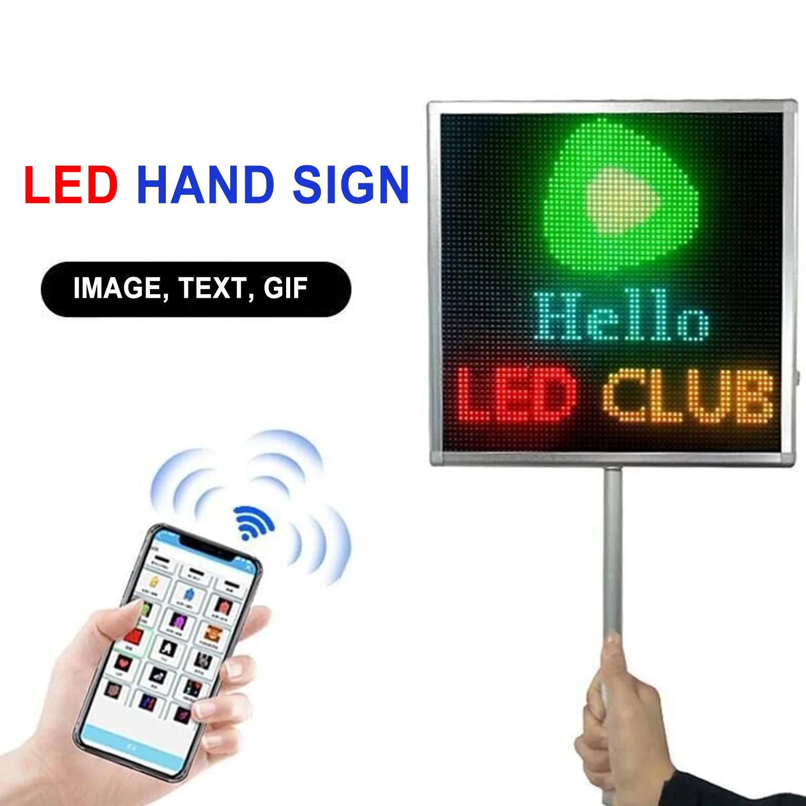 Bluetooth LED Expression Screen Display Board GIF Smile Face Led Sign Light Show On Car Rear Window Handheld Advertising