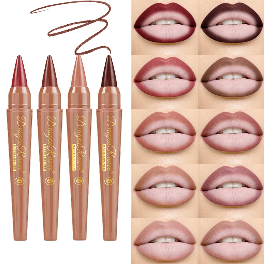 12 Colors Matte Lip Liner Pencil Set Long Lasting Waterproof Non-transfer Lipstick Liner Nude Brown Shades Lip Contour Makeup Co