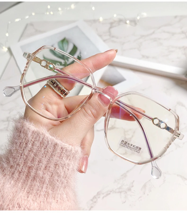 Modische Myopiebrille mit großem Rahmen, hochauflösende Anti-Blaulicht-Brille für Frauen, ultraleichte Computerbrille – Detail 15