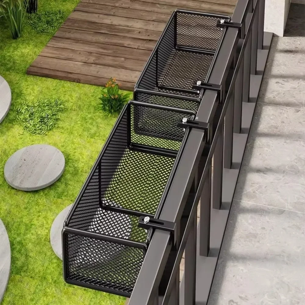 High Quality Iron Art Flower Pot Stand Hanging Design Multi-purpose Hanging Plant Holder Balcony Storage Rack Balcony