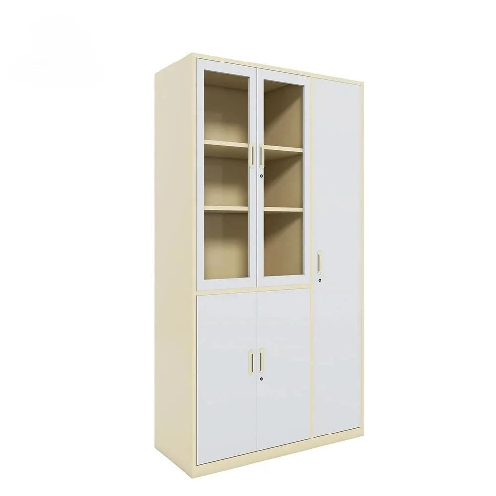 

Modern office cabinets, wrought-iron metal cabinets, upper-level hinged glass storage cabinets, steel filing cabinets