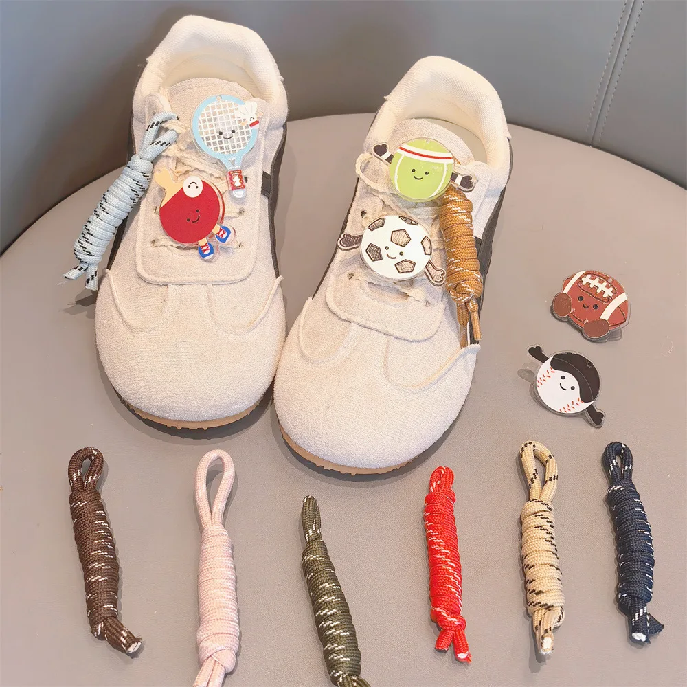 

Miu Series Childre's Sports Shoes Shoe Flowers Highend Cartoon Tennis Baseball Decorative Buckle Woven Colorful Rope Accessories