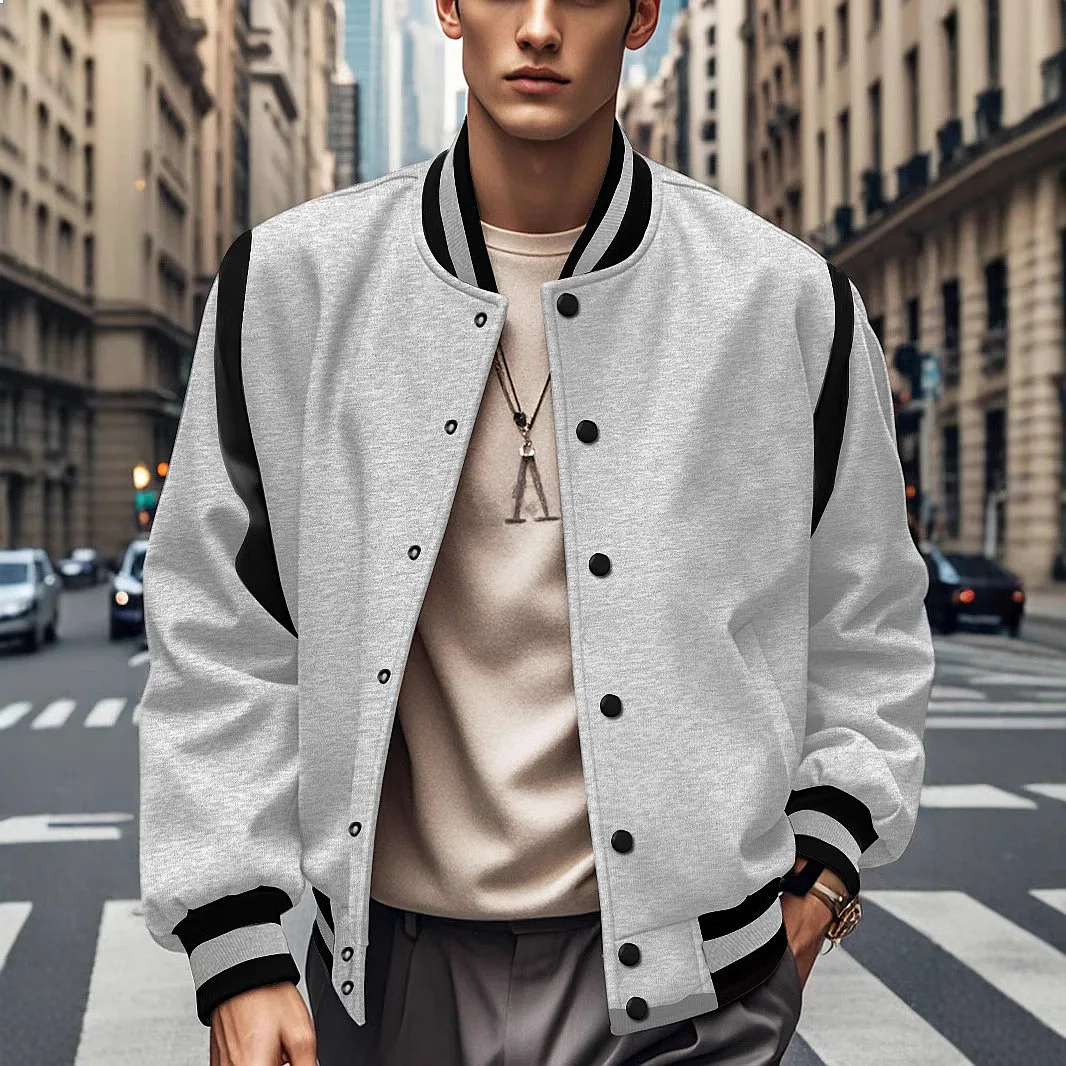Casual Knitted Cardigan Button Baseball Coat Men Fashion Overcoat Spring Summer
