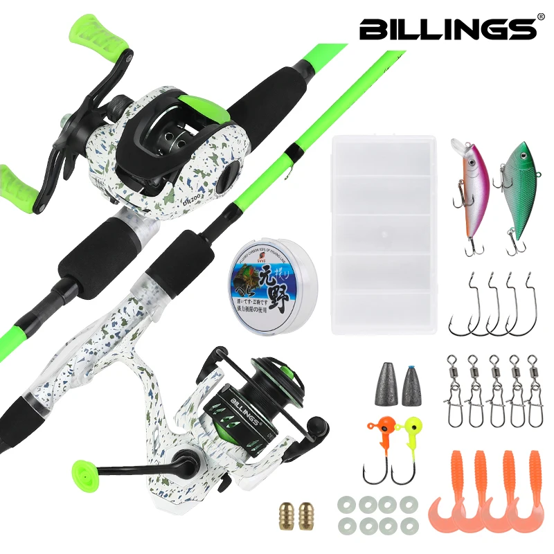 

BILLINGS Спиннинговый набор для ловли на приманку, комбинированная удочка и катушка, 4-секционная удочка, 8 кг, максимальное сопротивление, набор для рыбалки, передаточное число 5,2/6,3:1