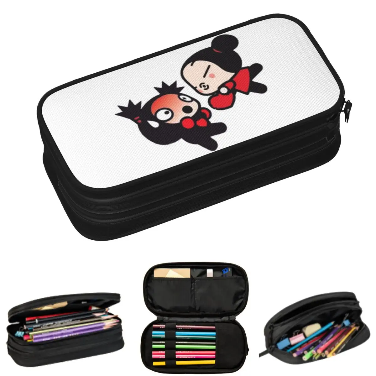 مقلمة Pucca Pucca5 لهدايا الطلاب، صندوق أقلام رصاص، حقيبة أقلام رصاص ذات سعة كبيرة، حامل قلم رصاص