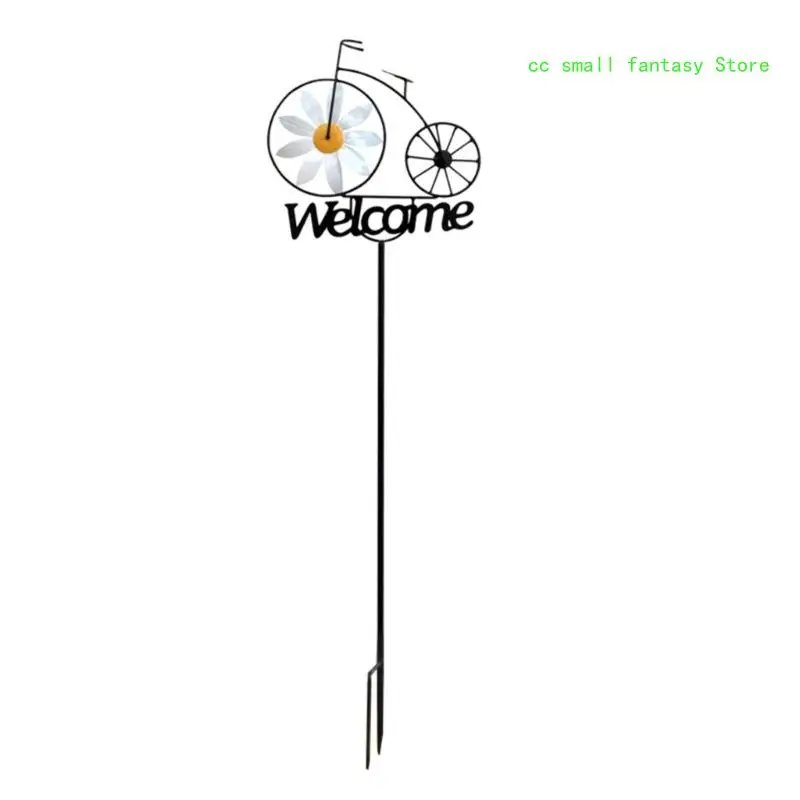 

R3MA Welcome Windmills Bicycles Flower Wind Spinner Garden Stake Decorative Iron Stakes