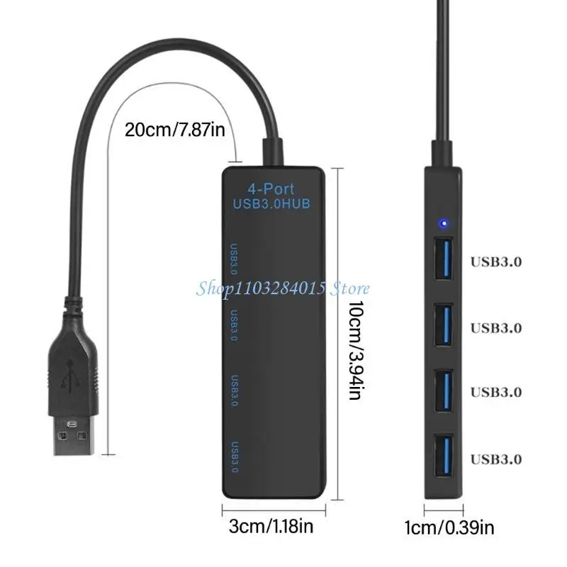 R6ff Compactly 4port USB3.0 Hub USB Splitter Untuk Koneksi Periferal yang Efisien PC dan Untuk Penggunaan Profesional
