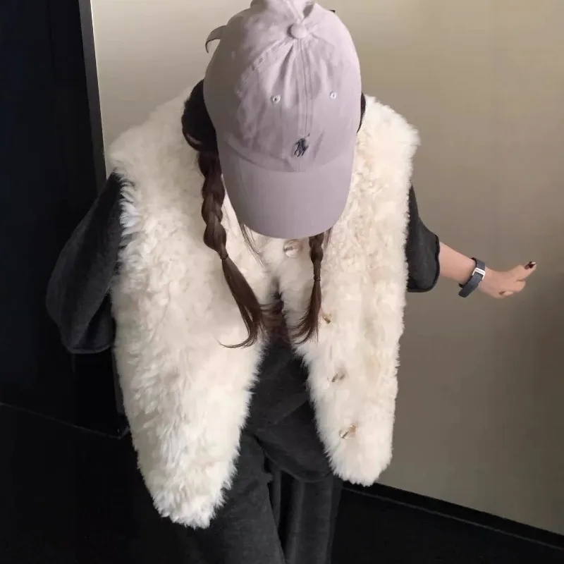 2026 Autumn New Imitation Lamb Wool Environmentally Friendly Fur Women's Vest Medium and Long Integrated Fur Coat