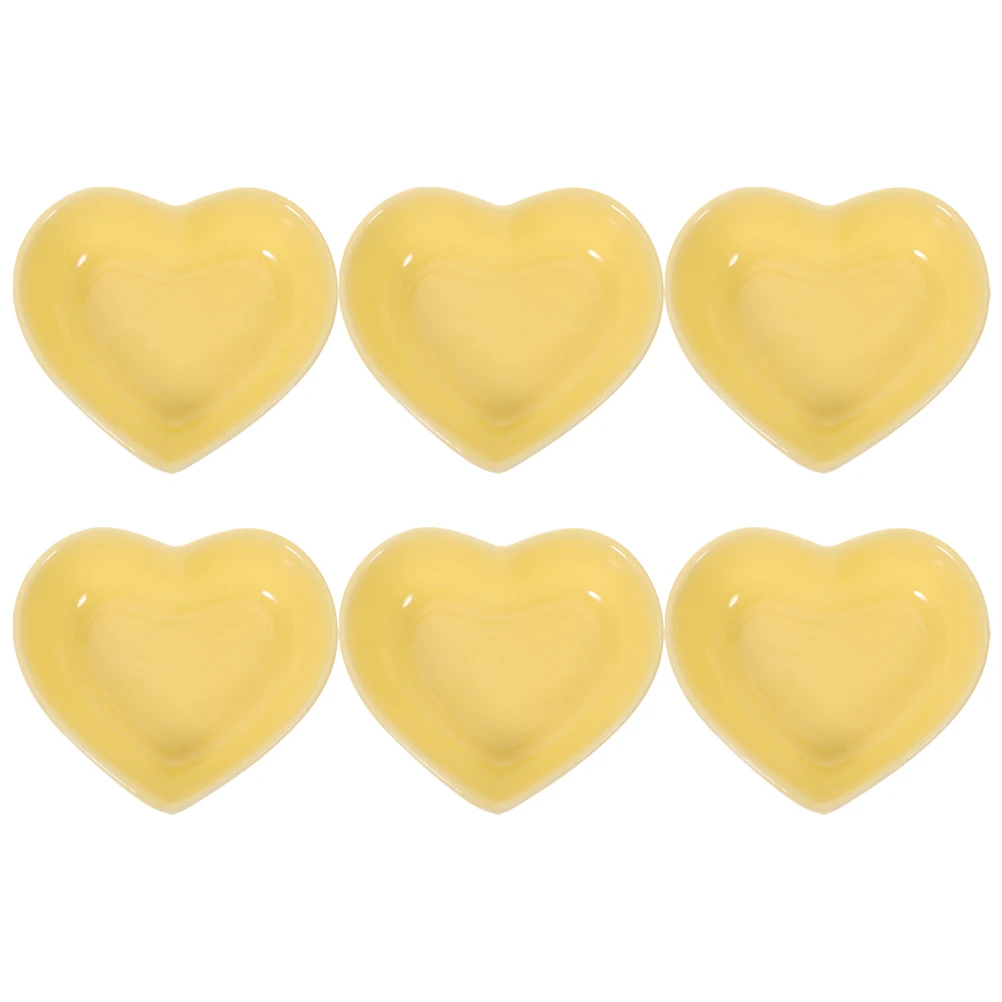 

6Pcs Heart Shape Seasoning Dishes Ceramic Mini Bowls for Home Kitchen Dining Table Decor and Use Dipping Bowls