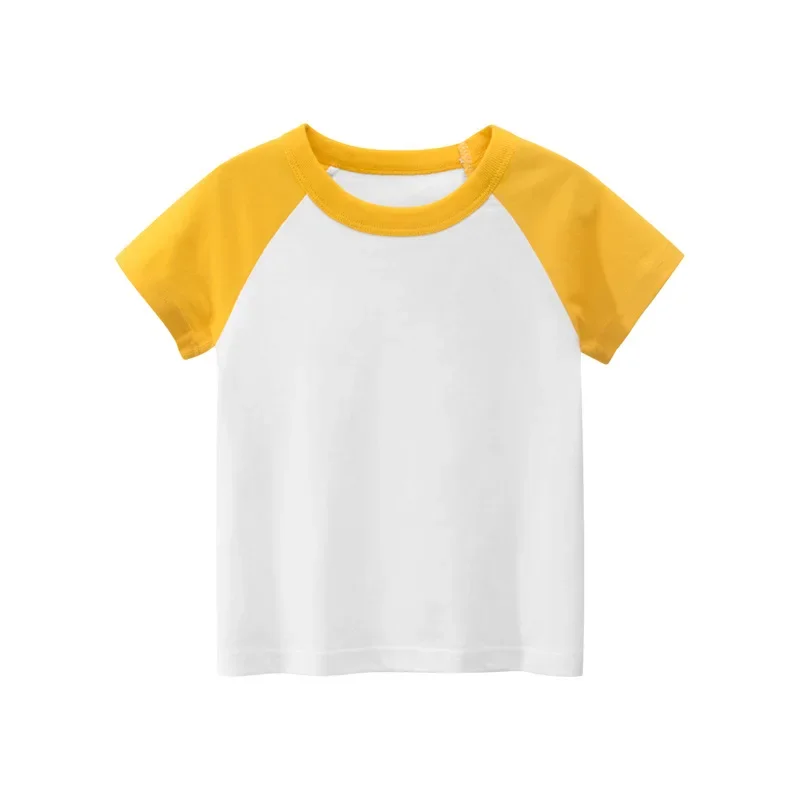 Boys T Shirt Girls Tops Patchwork Cotton T-Shirt for Boy Children's Clothing Short Sleeves Summer Kids Clothes Active Tee 2-10Y