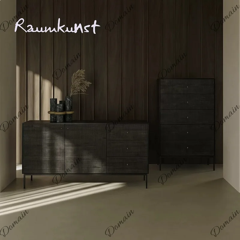 Nordic Style Solid Wood Teak 5 6 9 Drawer Dresser Chest, Italian Design Entryway Storage Cabinet for Living Room