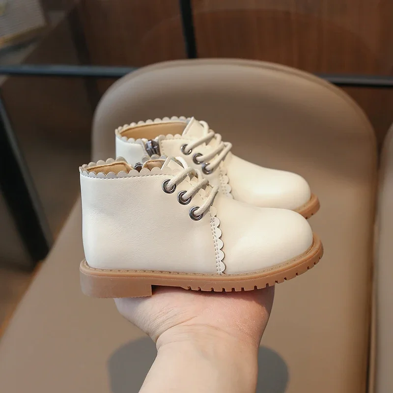 Spring Baby Girls Leather Shoes Children Casual Shoes Comfortable Kids Boots Anti-Slippery Soft Sole Princess Shoes Size 21-30