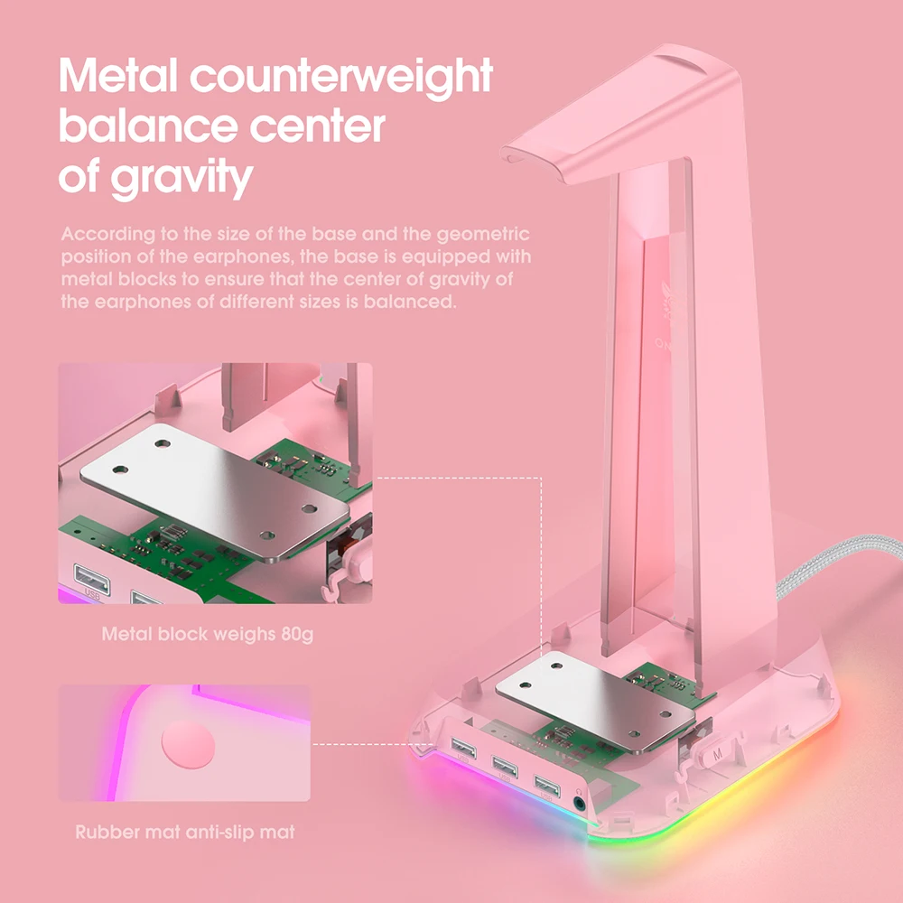 Supporto per cuffie da gioco RGB supporto per cuffie per Computer con 3 porte per caricabatterie USB per supporto per cuffie con supporto per Display da tavolo
