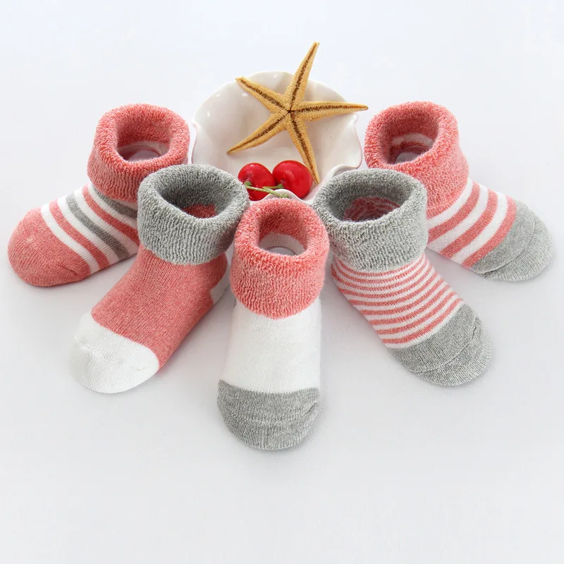 Kiddiezoom 5 Pairs/Set Four Seasons 0-12Months Fashion Newborn Baby Boy Girl Socks 100%Cotton Soft Infant Accessories