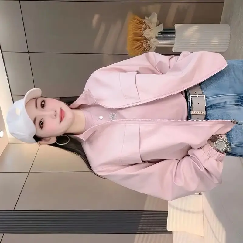 

Короткая куртка женская весна осень 2025Новая корейская ветровка-стойка женская куртка-джокер свободная модная повседневная верхняя одежда женские топы