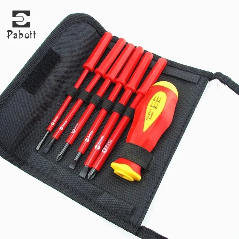 7pcs Insulated Screwdriver Bit Set For Electrical Dual Head Hand  Slotted Screwdriver Repairing Maintenance Tools