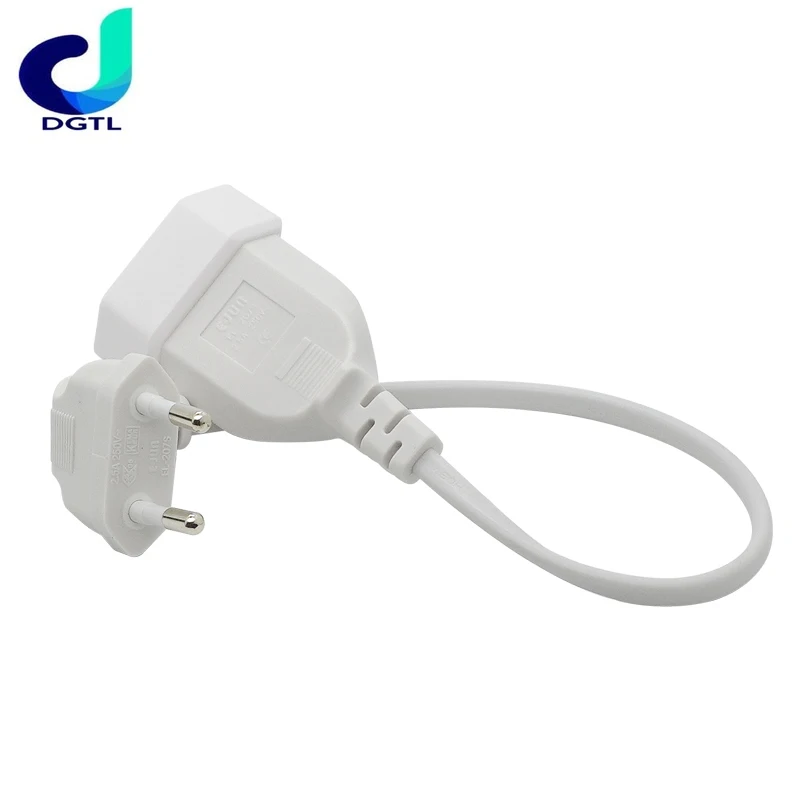 Europea 90 Degree Male Plug To Female Socket Power Extension Cable For PC Computer PDU 0.3m/0.6m/1.8m EU 2Prong Bend Angled Cord