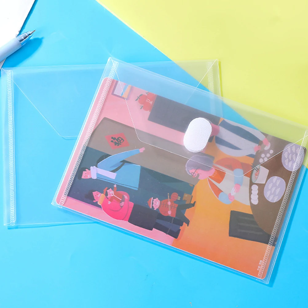 

24Pcs Transparent File Holder with Hook Loop Closure Plastic Envelope Organizer for Receipts Cash Stickers Waterproof Document