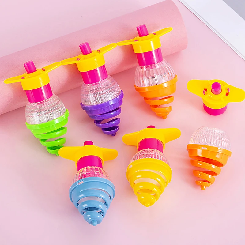 Innovative Medium Size Spring Gyro Luminous Toy Flashing Ground Gyroscope  Prop With Launcher Children Gifts