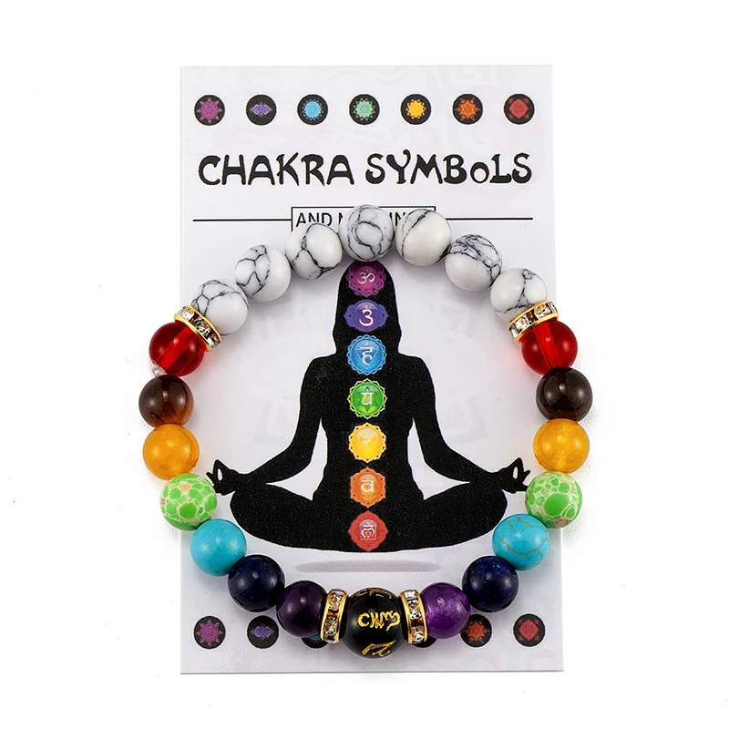 3 Bracciali 7 Chakra In Pietre Naturali E Lava Nera - Elastici, Unisex, Per Yoga, Meditazione E Reiki
