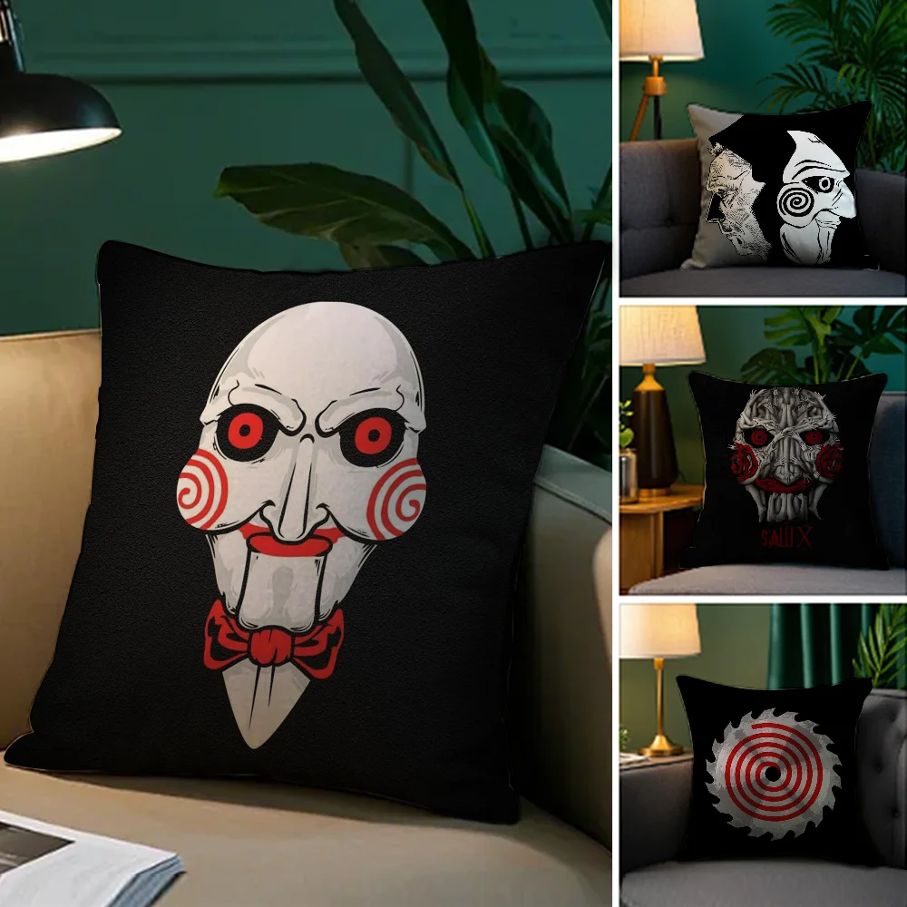 

Horror Movie S-Saw X Pillow Case Plush Fabric Soft Double Sided Print Sofa Cushion Cover Throw Pillow Covers