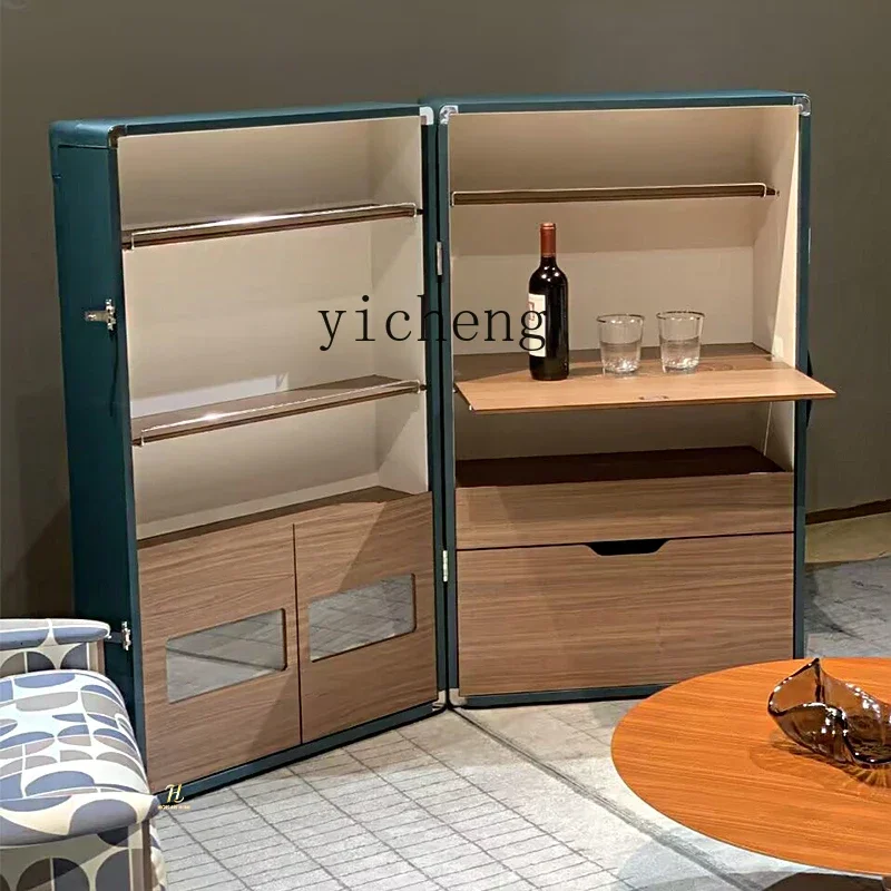 X5-14  light luxury high-end wine cabinet simple solid wood leather storage cabinet villa home display cabinet