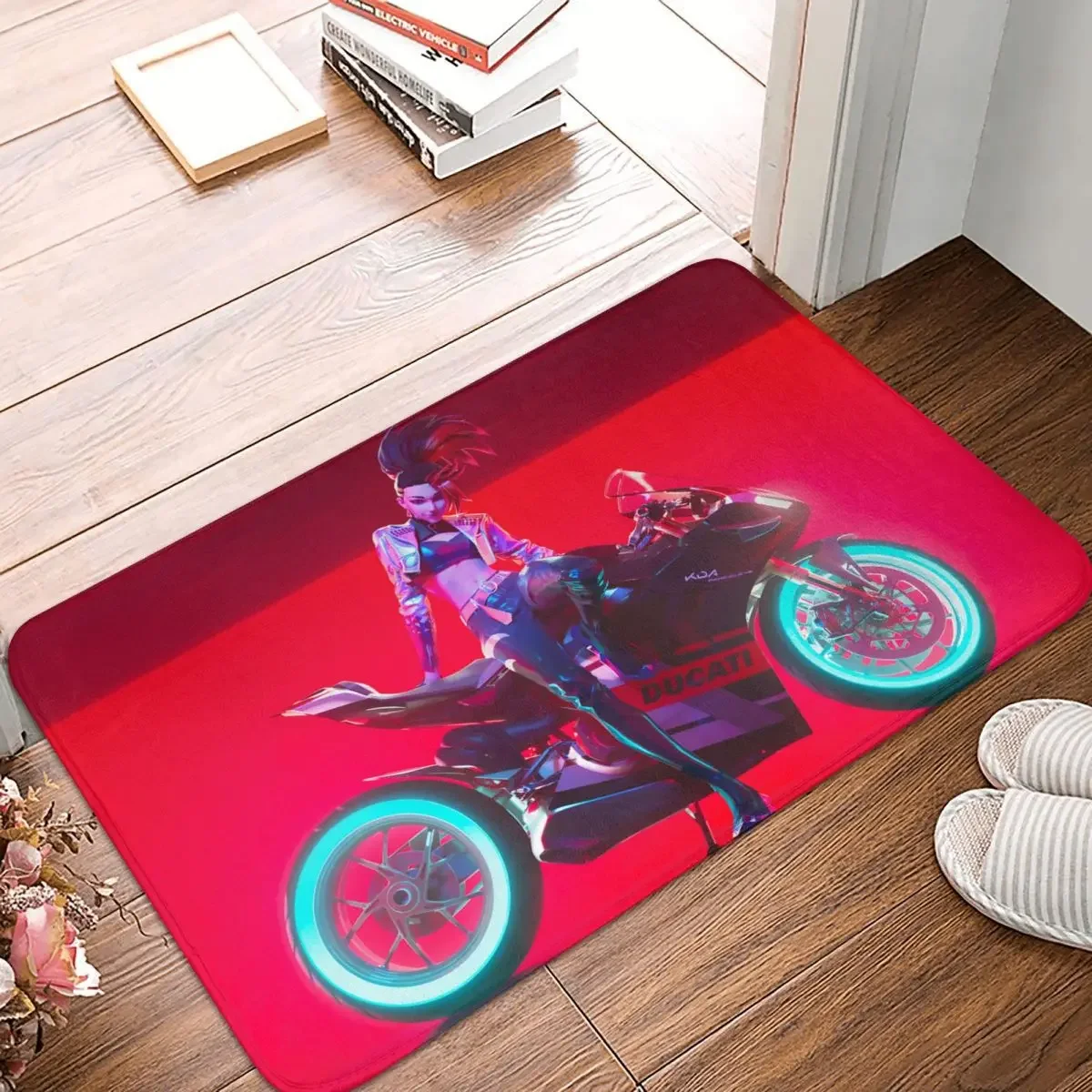 Motorcycle Cool Motor Cycle Non-Slip Carpet Akali Kda More All Out Ducati Lol Doormat Bedroom Bath Mat Entrance Door Home Rug